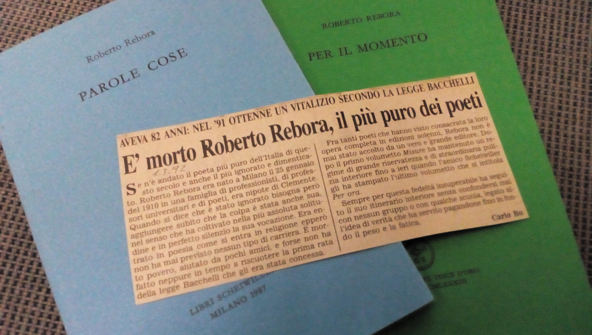 29 febbraio, muore Roberto Rebora, “il più puro dei poeti”. Scrisse Carlo Bo: “fu legato all’idea di verità che ha servito pagandone fino in fondo il peso e la fatica”. Ricordarlo è un privilegio